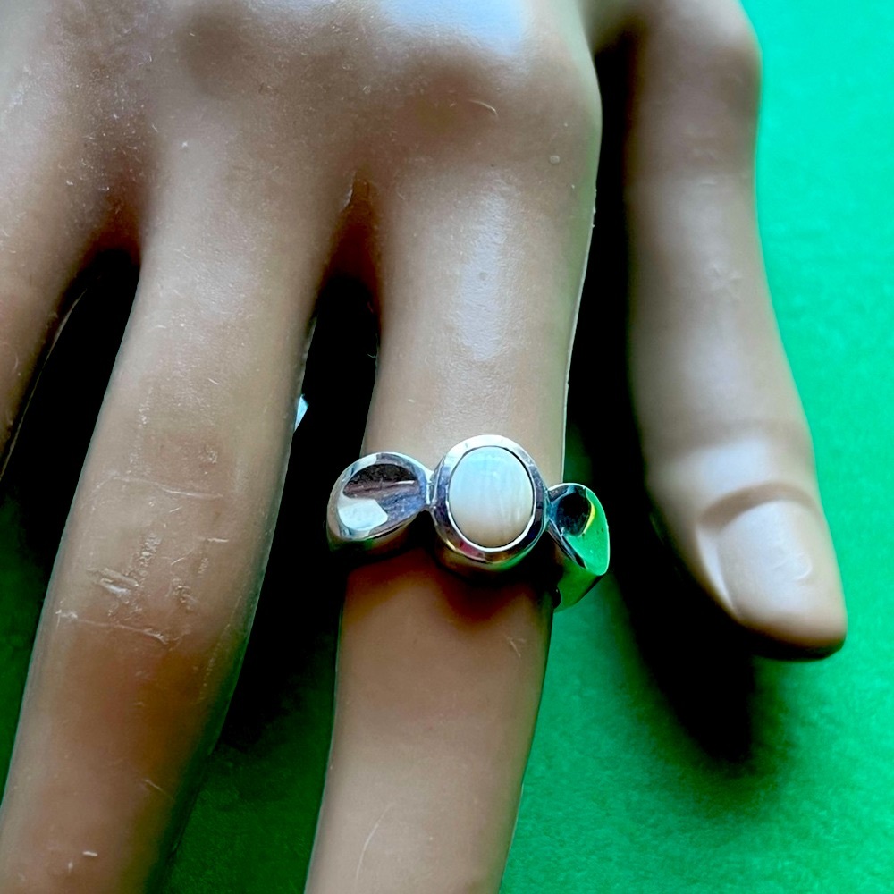 Sterling silver white stone vintage ring size 5.5 or 6.5 ( choose 1).